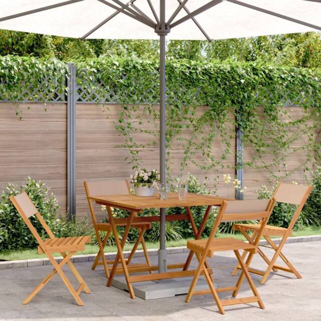 Berkfield Home 5 Piece Garden Dining Set Taupe Fabric & Solid Wood - image 1