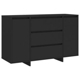 Berkfield Home Sideboard with 3 Drawers Black 120x41x75 cm Engineered Wood - Size: 120 x 41 x 75 cm - thumbnail 2