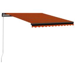 Berkfield Home Manual Retractable Awning with LED 300x250 cm Orange & Brown - thumbnail 1