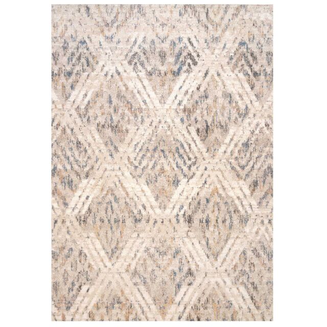 Kukoon Beige Pastel Blue Distressed Diamond Area Rug - Size: 60 cm x 240 cm - image 1