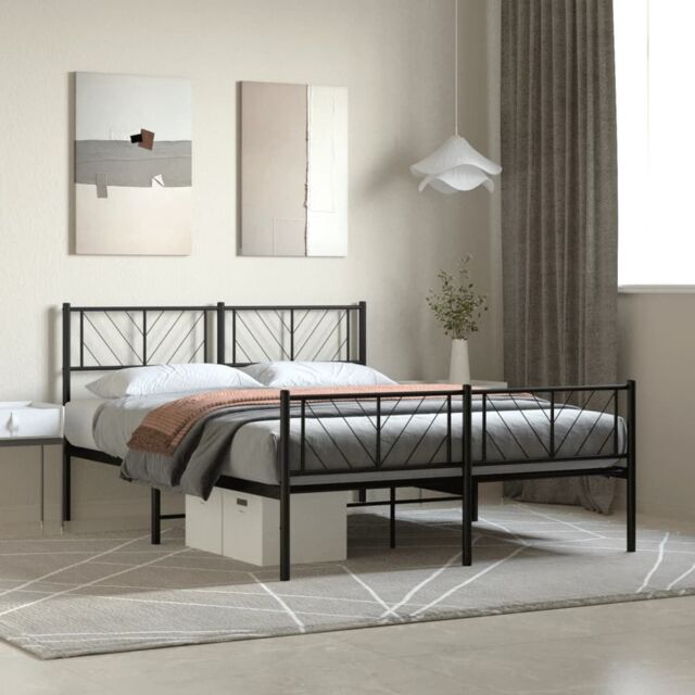 Berkfield Home Metal Bed Frame with Headboard & Footboard Black 140x200 cm - image 1