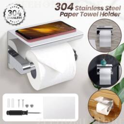 FLAVORA Bathroom Toilet Paper Roll Holder Wall-Mounted in Silver - Size: 180 cm width x 180 cm drop - thumbnail 3