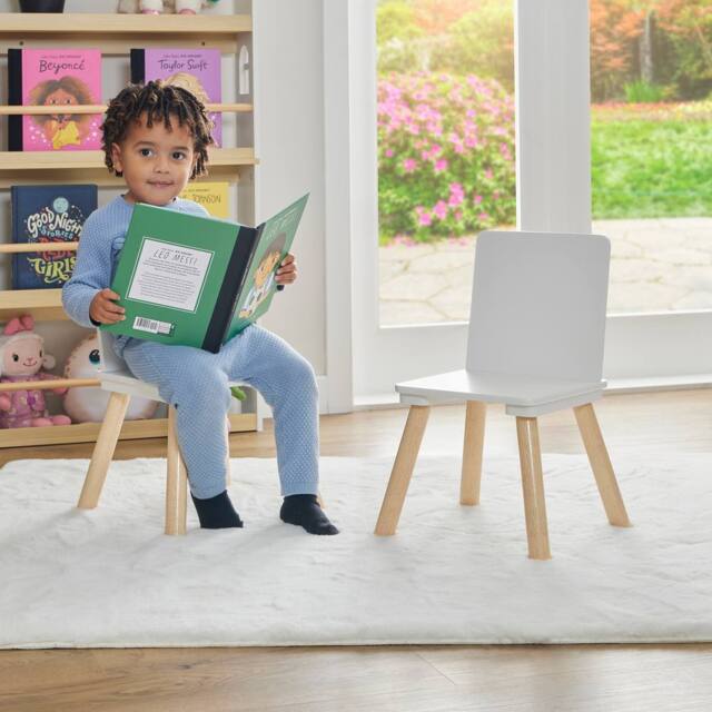 Liberty House Toys Kids White & Pinewood Chairs (pack of 2) - image 1