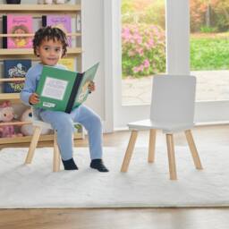 Liberty House Toys Kids White & Pinewood Chairs (pack of 2) - thumbnail 1