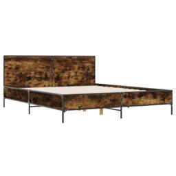 Berkfield Home Durable Bed Frame without Mattress Smoked Oak 140x200 cm in Brown - thumbnail 1