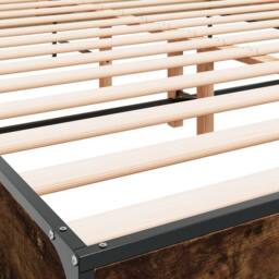 Berkfield Home Durable Bed Frame without Mattress Smoked Oak 140x200 cm in Brown - thumbnail 7