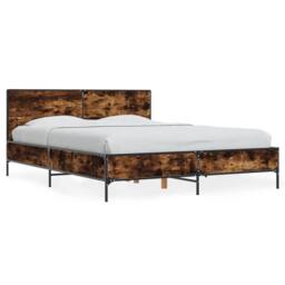 Berkfield Home Durable Bed Frame without Mattress Smoked Oak 140x200 cm in Brown - thumbnail 3