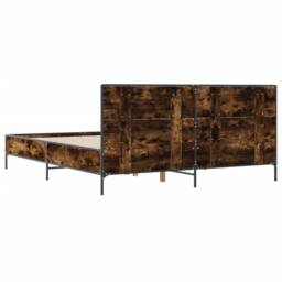 Berkfield Home Durable Bed Frame without Mattress Smoked Oak 140x200 cm in Brown - thumbnail 6