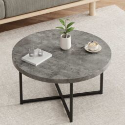 VonHaus Mosley Round Living Room Coffee Table in Grey