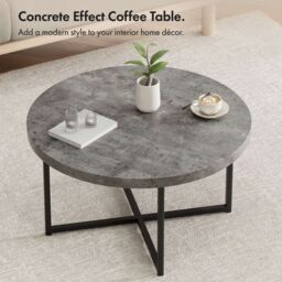 VonHaus Mosley Round Living Room Coffee Table in Grey - thumbnail 4