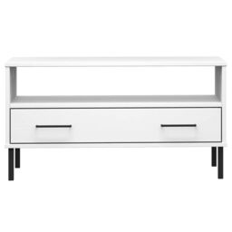 Berkfield Home Coffee Table with Metal Legs White 85x50x45cm Solid Wood OSLO - Size: 85 x 50 x 45 cm - thumbnail 4