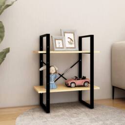 Berkfield Home 2-Tier Book Cabinet 60x30x70 cm Solid Pine Wood in Brown - Size: 60 x 30 x 70 cm - thumbnail 3