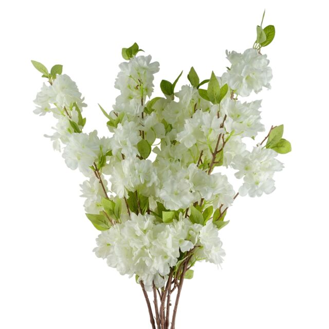 Pegdev Pack of 6 100cm Artificial White Blossom Stems for Display or Use - image 1