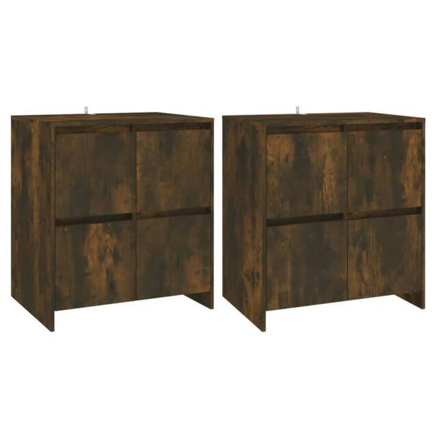 Berkfield Home Sideboards 2 pcs Smoked Oak 70x41x75 cm Engineered Wood in Brown - Size: 70 x 41 x 75 cm - image 1