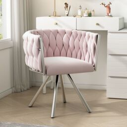 Matteo Pink Velvet Swivel Dining Chair Luxury Ergonomic Leisure Chair - thumbnail 2