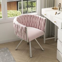 Matteo Pink Velvet Swivel Dining Chair Luxury Ergonomic Leisure Chair - thumbnail 3