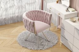 Matteo Pink Velvet Swivel Dining Chair Luxury Ergonomic Leisure Chair - thumbnail 9