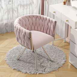 Matteo Pink Velvet Swivel Dining Chair Luxury Ergonomic Leisure Chair