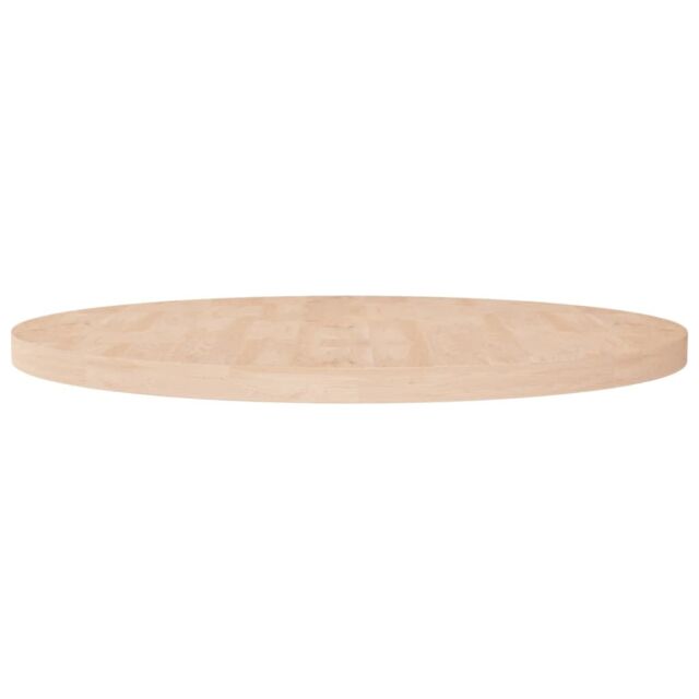 Berkfield Home Round Table Top √ò90x4 cm Untreated Solid Wood Oak in Brown - Size: 90x4 cm - image 1