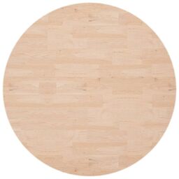 Berkfield Home Round Table Top √ò90x4 cm Untreated Solid Wood Oak in Brown - Size: 90x4 cm - thumbnail 2