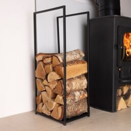 Charles Bentley Dogwood Log Holder Iron Solid Base Tall Frame Black Matte Contemporary Design - thumbnail 2