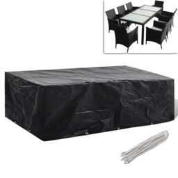 Berkfield Home Garden Furniture Cover 8 Person Poly Rattan Set 10 Eyelets 300x140cm in Black - Size: 300x140 cm - thumbnail 1