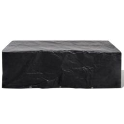 Berkfield Home Garden Furniture Cover 8 Person Poly Rattan Set 10 Eyelets 300x140cm in Black - Size: 300x140 cm - thumbnail 2