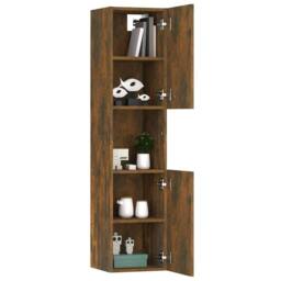 Berkfield Home Bathroom Cabinet Smoked Oak 30x30x130 cm Engineered Wood in Brown - Size: 30 x 30 x 130 cm - thumbnail 5