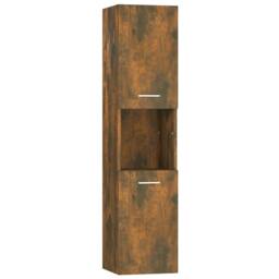 Berkfield Home Bathroom Cabinet Smoked Oak 30x30x130 cm Engineered Wood in Brown - Size: 30 x 30 x 130 cm