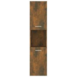 Berkfield Home Bathroom Cabinet Smoked Oak 30x30x130 cm Engineered Wood in Brown - Size: 30 x 30 x 130 cm - thumbnail 7