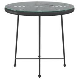 Berkfield Home Dining Table Black Ã˜80 cm Tempered Glass & Steel - thumbnail 3