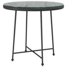 Berkfield Home Dining Table Black Ã˜80 cm Tempered Glass & Steel - thumbnail 1