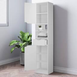 Kelvenix Wooden Tall 2 Door 1 Drawer Shelves Bathroom Cabinet Storage Unit in White - thumbnail 4