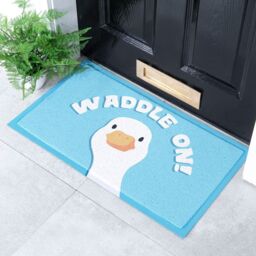 Artsy Mats Waddle On Goose Indoor & Outdoor Doormat - 70x40cm in Blue - Size: 40 cm x 70 cm - thumbnail 1