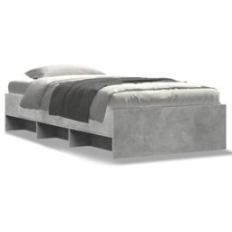 Berkfield Home Bed Frame without Mattress Concrete Grey 90x200cm Engineered Wood - Size: 90x200 cm - thumbnail 2