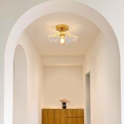 Pheashine Gold Fluted Glass Ceiling Light, E27 Base, Bulb Not Included, 28cm - thumbnail 2