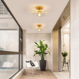 Pheashine Gold Fluted Glass Ceiling Light, E27 Base, Bulb Not Included, 28cm - thumbnail 8