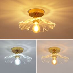 Pheashine Gold Fluted Glass Ceiling Light, E27 Base, Bulb Not Included, 28cm - thumbnail 5