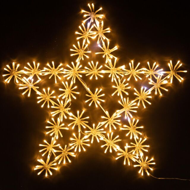 Shatchi 65Cm Starburst Star Shape Silhouette with 360 Warm White LEDs Twinkling Micro LED Lights Christmas Display in Yellow - image 1