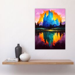 "Artery8 Mount Fitz Roy Sunset Colourful Abstract Landscape Wall Art Print in Purple - Size: W24"" x H32""" - thumbnail 4