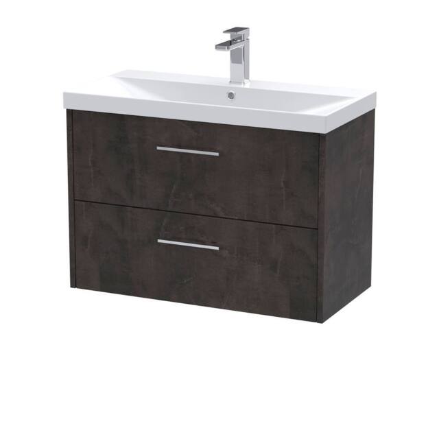 Balterley Winshill Contemporary 2 Drawer Wall Hung Vanity Basin Unit, 800mm in Grey - image 1