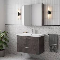 Balterley Winshill Contemporary 2 Drawer Wall Hung Vanity Basin Unit, 800mm in Grey - thumbnail 4