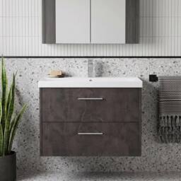 Balterley Winshill Contemporary 2 Drawer Wall Hung Vanity Basin Unit, 800mm in Grey - thumbnail 6