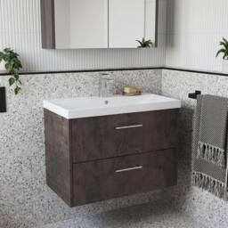 Balterley Winshill Contemporary 2 Drawer Wall Hung Vanity Basin Unit, 800mm in Grey - thumbnail 3