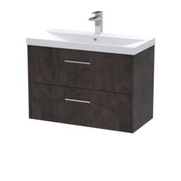 Balterley Winshill Contemporary 2 Drawer Wall Hung Vanity Basin Unit, 800mm in Grey - thumbnail 1