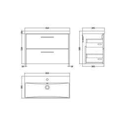 Balterley Winshill Contemporary 2 Drawer Wall Hung Vanity Basin Unit, 800mm in Grey - thumbnail 5