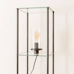 ValueLights Gobie Metal Frame with Glass Storage Shelf Floor Lamp in Black - thumbnail 5