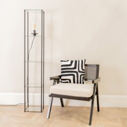 ValueLights Gobie Metal Frame with Glass Storage Shelf Floor Lamp in Black - thumbnail 4