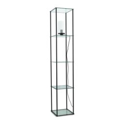 ValueLights Gobie Metal Frame with Glass Storage Shelf Floor Lamp in Black - thumbnail 2