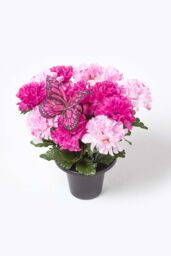 Homescapes Set of 2 Carnation Artificial Flowers Decoration in Grave Vases - thumbnail 3